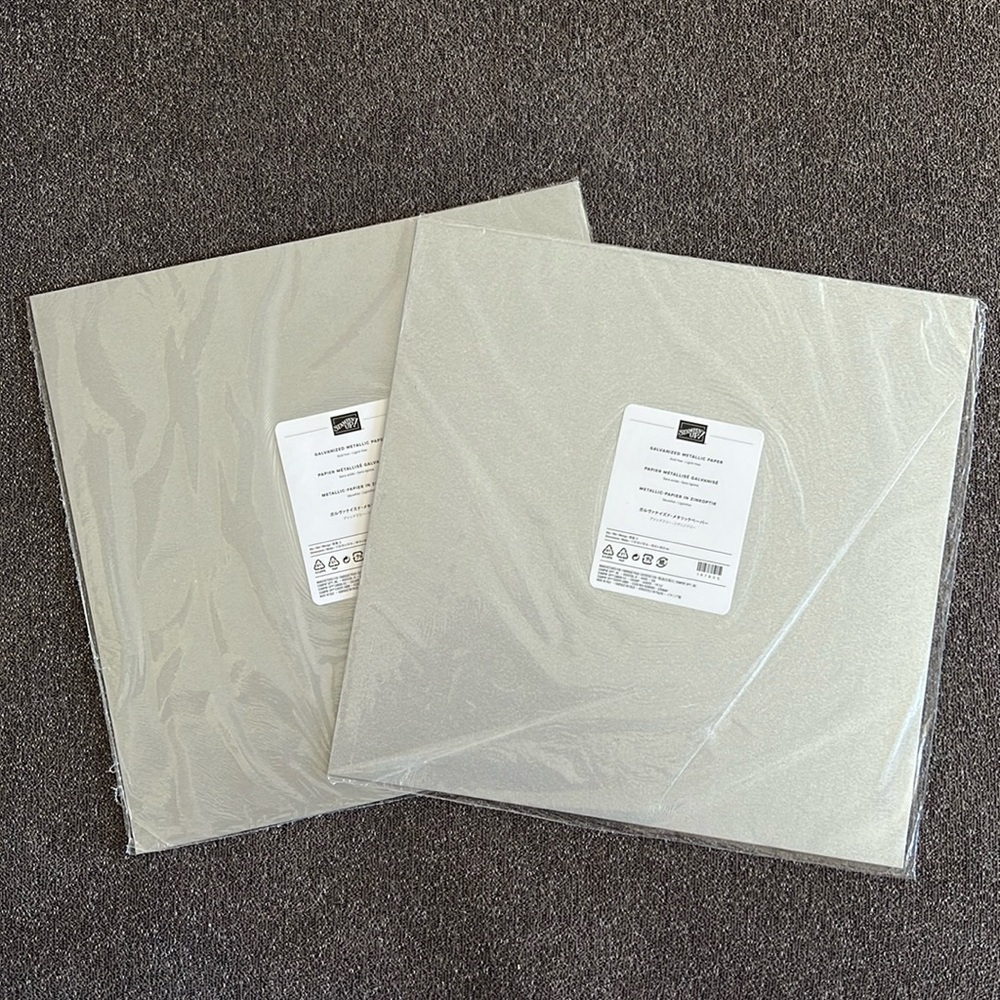 Stampin' Up! GALVANIZED METALLIC Specialty Paper Sheets 12"x12" Lot Of 2 NWT